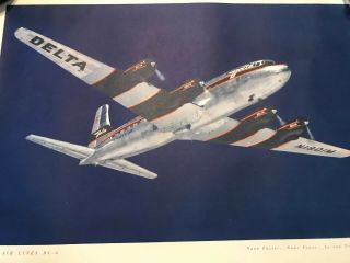 Delta Airlines Dc - 6 By Usa Travel Poster Vintage