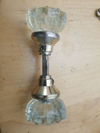 Antique Vintage Glass & Brass Set Crystal Old Door 2 - Knob Handle,