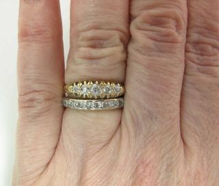 Antique 18K Gold Wedding Band Style Ring With 10 Old Mine Cut Diamonds 9