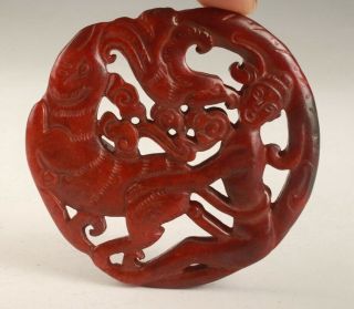 Precious Chinese Red Jade Pendant Statue Hand - Carved Decoration Mascot Gift M