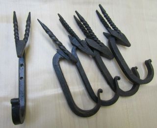 5 X Gazelle Hook Iron Hand Forged Blacksmith Utility Coat Keys Hanging Hooks