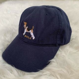 {os} Rare Vintage Ralph Lauren Polo Navy Rugby Terrier Hat