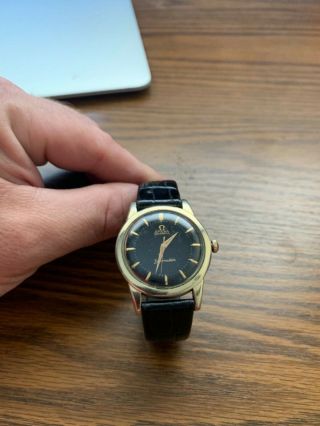 1954 Vintage Men’s Omega Black Dial Seamaster Gold Watch Automatic