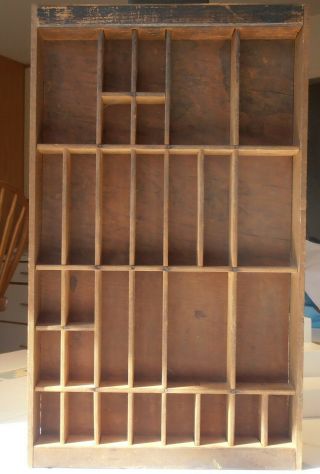 Antique Typeset Printers Tray Drawer Shadow Box Wooden 17 - 3/4 " X10 " - 30 Boxes