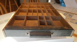 Antique Typeset Printers Tray Drawer Shadow Box Wooden 17 - 3/4 