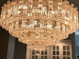 Schonbek Antique Gold Plaza 25 - Light 26” Wide Ceiling Light Crystal Chandelier 9