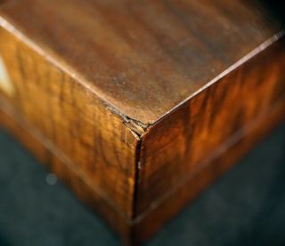 Antique Wooden Trinket Jewelry Dresser Box Mother of Pearl Lock & Key 7
