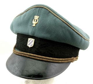 Post Ww2 Wwii 1950 German Army Bayern Bandsman Officer Visor Hat