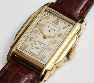 1935 Vintage Elgin Art Deco Mens Wristwatch - & Fine