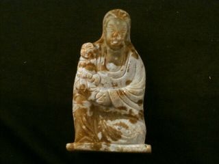 Lovely Chinese Old Jade 100 Hand Carved Guanyin Hold Baby Statue B158