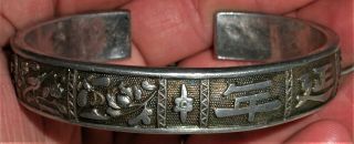 Vintage C.  1930 Chinese Or Japanese Sterling Silver Bracelet Great Design Vafo