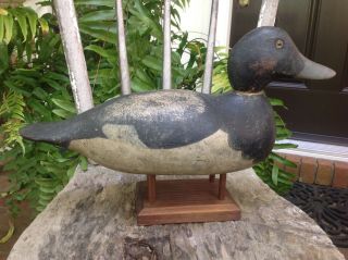 Antique vintage old wooden Hayes factory Bluebill PAIR duck decoys 4