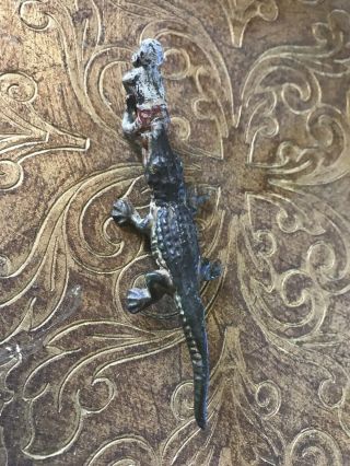 German Cold Painted Alligator With Boy Figure 2