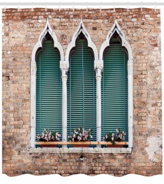 Venice Shower Curtain Ancient Gothic Windows Print For Bathroom