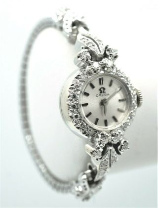 Vintage 14k White Gold Omega Ladies 