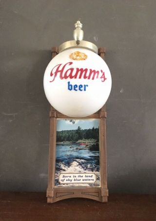 Vintage Hamms Beer Sky Blue Waters Globe Lamp Light Advertising Sign Red Canoe