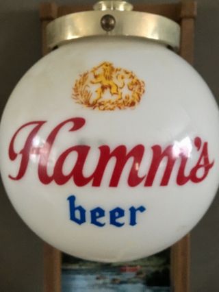 Vintage Hamms Beer Sky Blue Waters Globe Lamp Light Advertising Sign Red Canoe 6