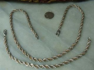 Vintage Sterling Silver,  Solid 14k Gold Necklace & Bracelet for Woman or Man 5