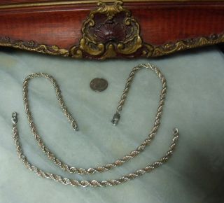 Vintage Sterling Silver,  Solid 14k Gold Necklace & Bracelet for Woman or Man 6