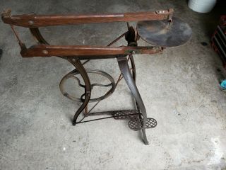 Antique Cast Iron Rogers Treadle Scroll Saw - Woodwork Foot Pedal Tool Metal