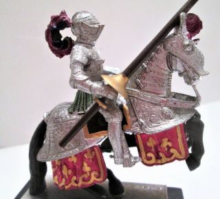 Two Artistic Medieval Spanish Knights On Horses Made Of Metal & Mixed Materials