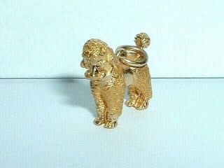 VINTAGE 14k YELLOW GOLD 3D POODLE DOG PENDANT CHARM 2