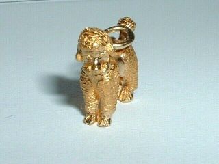 VINTAGE 14k YELLOW GOLD 3D POODLE DOG PENDANT CHARM 3