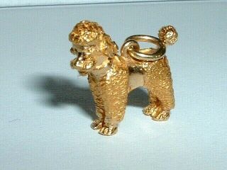 VINTAGE 14k YELLOW GOLD 3D POODLE DOG PENDANT CHARM 6