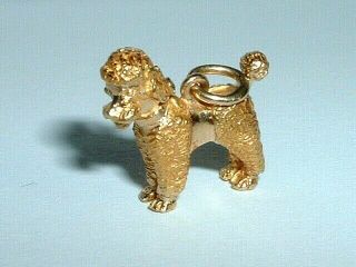 VINTAGE 14k YELLOW GOLD 3D POODLE DOG PENDANT CHARM 7