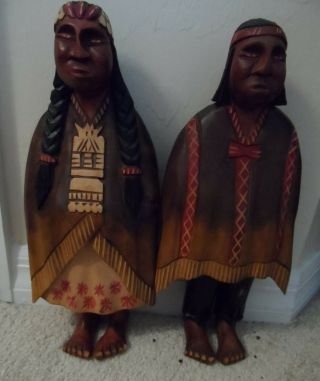 Vintage large hand painted & carved wooden Chilean couple 7