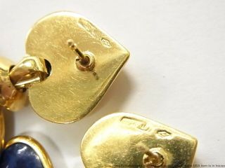 18k Gold Lapis Lazuli Heart Earrings Large Vintage Doorknocker Dangles 14.  2gram 6