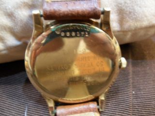 Vintage Hamilton Thin - o - matic mens watch 14 karat case,  engraved back 3