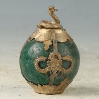 Collectable Jade Armor Tibetan Silver Hand - Carve Zodiac Statue - - Snake Rz1032