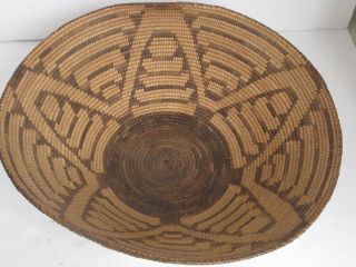 Antique Pima Native American Indian Basket 15 " X 5 " Snow Flake Pattern