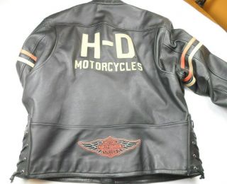 Harley Davidson H - D Mens Vintage Pitstop Black Leather Jacket Sz Xl 97028 - 05vm