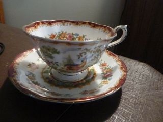 ROYAL ALBERT tea cup and saucer CHELSEA BIRD red floral Bone China England 2