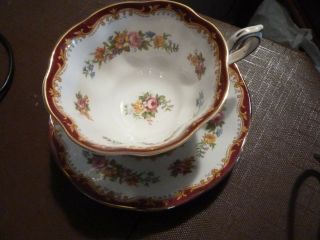 ROYAL ALBERT tea cup and saucer CHELSEA BIRD red floral Bone China England 3