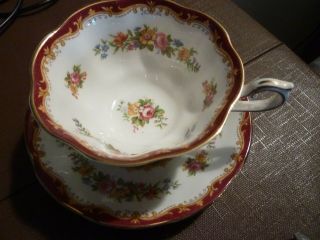 ROYAL ALBERT tea cup and saucer CHELSEA BIRD red floral Bone China England 7