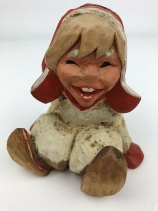 Henning Carved Wood Figurine Girl Troll Denmark