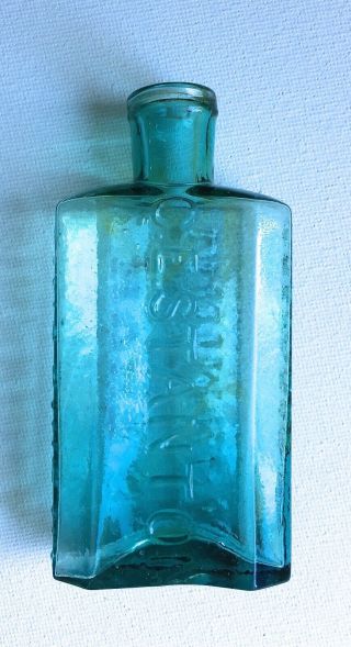 C.  E.  STANTON/HUNT’S LINIMENT Open Pontil Antique Medicine Bottle COLOR 6