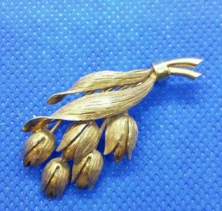 Vintage Signed Tiffany & Co 18kt Italy Tulip Floral Bouquet Gold Brooch Pin Evc