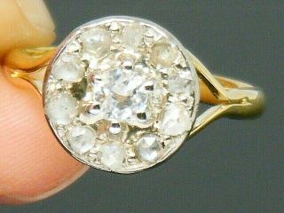 18CT Gold 18K Gold 0.  60ct Antique Old mine cut Diamond Ring size M 2