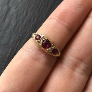 Antique Victorian 18 Karat Gold Ruby & Diamond Ring 11
