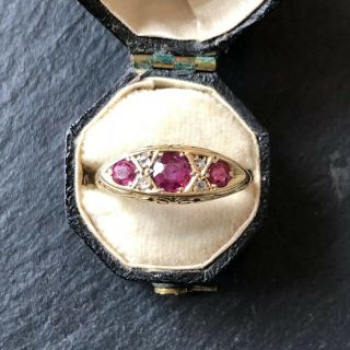 Antique Victorian 18 Karat Gold Ruby & Diamond Ring 2