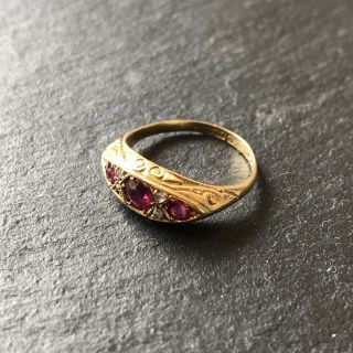 Antique Victorian 18 Karat Gold Ruby & Diamond Ring 4
