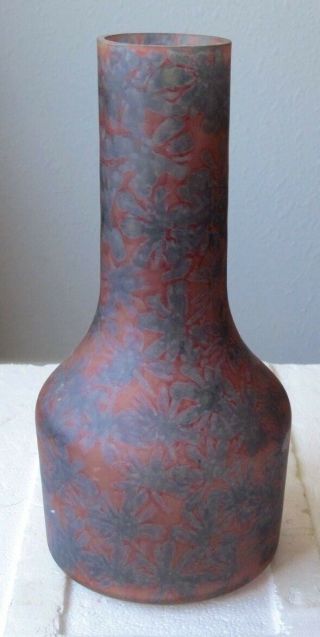 Antique Red Blue Decorative Art Glass Flower Vase 10.  5 "