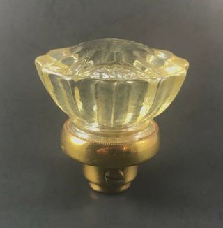 Antique 2” 12 - Point Clear Glass & Brass Base Door Knob Vintage Crystal