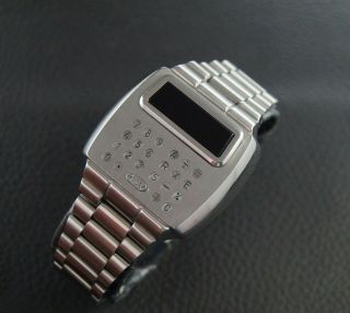 VINTAGE PULSAR CALCULATOR WATCH LED STEEL TIME COMPUTER FULLY REF.  14188 4