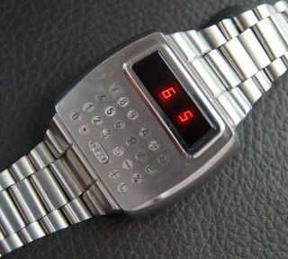 VINTAGE PULSAR CALCULATOR WATCH LED STEEL TIME COMPUTER FULLY REF.  14188 6