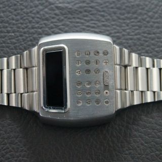 VINTAGE PULSAR CALCULATOR WATCH LED STEEL TIME COMPUTER FULLY REF.  14188 8